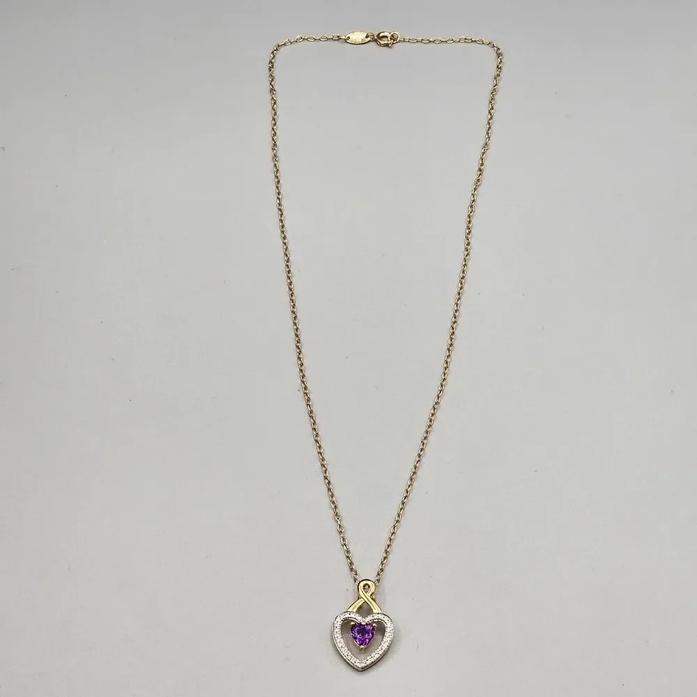 Purple Crystal Open Heart Ring Gold Tone Romantic PAJ Prime Art & Jewel 18